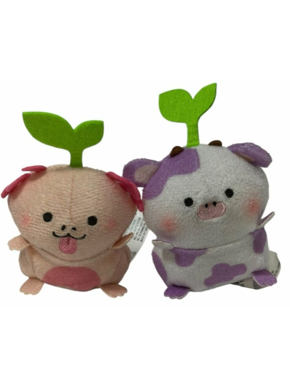 LOT (2) Sakuties Suprise Miniature Plush Pink Axl Axolotl Cara Purple Cow Mini